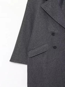 Manteau Vintage Femme Style Années 20 poche gris