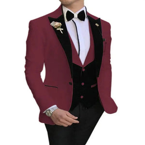 New Casual Men's Suit Business Slim Groom Best Man Tuxedo Three-piece Wedding Suit PROM Plus Size Suit Wedding Suits For Men