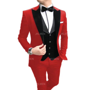 New Casual Men's Suit Business Slim Groom Best Man Tuxedo Three-piece Wedding Suit PROM Plus Size Suit Wedding Suits For Men