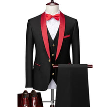 Charger l&#39;image dans la galerie, Costume de Mariage Homme Noir et Rouge