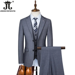 S-8XL Men's Suits (Jacket + Vest + Pants) High Quality Boutique Solid Color Casual Business Office Suit Set Three and Two Pieces