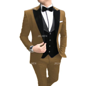 New Casual Men's Suit Business Slim Groom Best Man Tuxedo Three-piece Wedding Suit PROM Plus Size Suit Wedding Suits For Men