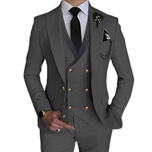 Charger l&#39;image dans la galerie, Suit Pants Vest Men&#39;s British Style Fashion Boutique Slim Fit Party Stretch Fabric 3 Pieces Sets Blazers Jacket Coat Trousers