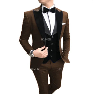 New Casual Men's Suit Business Slim Groom Best Man Tuxedo Three-piece Wedding Suit PROM Plus Size Suit Wedding Suits For Men