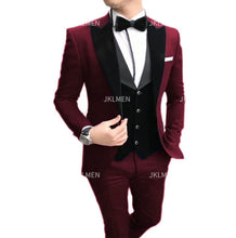 Charger l&#39;image dans la galerie, New Casual Men&#39;s Suit Business Slim Groom Best Man Tuxedo Three-piece Wedding Suit PROM Plus Size Suit Wedding Suits For Men