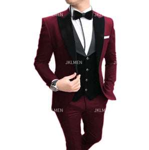 New Casual Men's Suit Business Slim Groom Best Man Tuxedo Three-piece Wedding Suit PROM Plus Size Suit Wedding Suits For Men